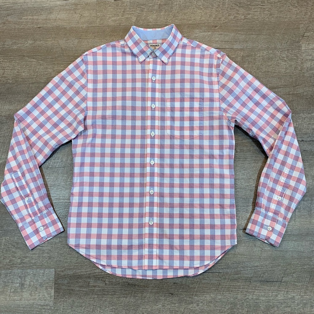 Bonobos Plaid Long Sleeve Shirt Button Lightweight
